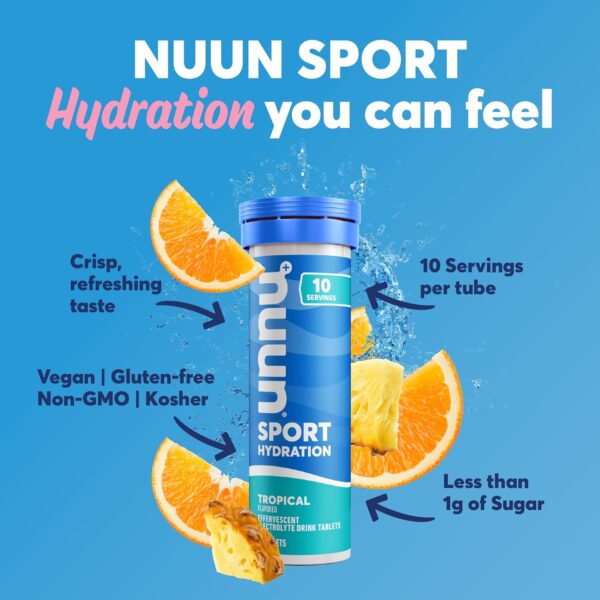 Nuun Sport Electrolyte Tablets - Dissolvable in Water, Variety Pack, 5 Essential Electrolytes for Hydration, 1g Sugar Drink Mix, Vegan, Non-GMO, 6 Pack (60 Total Servings)