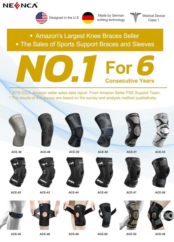 NEENCA Professional Knee Brace for Knee Pain, Adjustable Hinged Knee Support with Removable Side Stabilizers, Strong Stability for Joint Pain Relief, Arthritis, Meniscus Tear, ACL, PCL, Runner, Sports (Large)