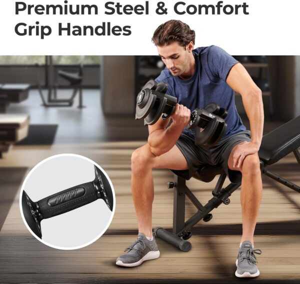 LifePro Adjustable Dumbbell Set/Single – 90lb, 25lb Dumbbells Set of 2, and Single piece - Quick Change Rotating Hand Weights for Women/Men at Home Gym Weight System, Ideal for Home Strength Training