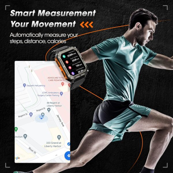 Military Smart Watch for Men with Blood Pressure (Answer/Make Call), Rugged Tactical Smartwatch for Android and iPhone, 10 ATM Waterproof Outdoor Sports Fitness Tracker with Heart Rate, Sleep Monitor