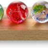 7 Chakra Natural Healing Spheres with LED Wooden Stand 40mm Crystal Quartz Stones for Meditation Positive Energy Night Light Decoration Balls Set for Home