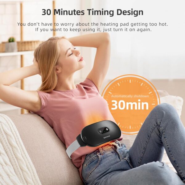 Portable Cordless Heating Pad Cramps:COSYGLOW 6 Heat Levels 6 Massage Modes,FSA HSA Eligible,3S Fast Heating,Period Menstrual Electric Heating Pad for Back Pain Relief,Gifts for Women and Girls(Black)