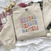 Custom Mental Health Matters Embroidered Sweatshirt for Women Crewneck Psychology Therapist Awareness Pullover Tops