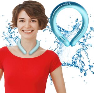 Neck Cooling Tube | Wearable Cooling Neck Wraps for Summer Heat I Hands Free Cold Pack | Reusable Neck Cooler (Blue)