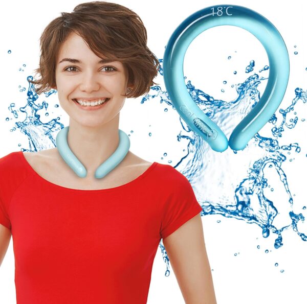 Neck Cooling Tube | Wearable Cooling Neck Wraps for Summer Heat I Hands Free Cold Pack | Reusable Neck Cooler (Blue)