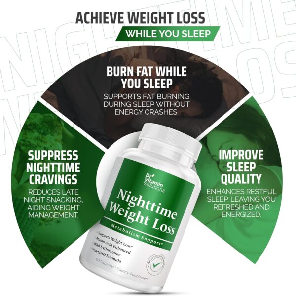 Dr Vitamin Nighttime Fat Burner Supplements - Appetite Suppressants for Weight Loss - Night-Time Fat Burner for Women and Men Supporting Sleep & Relaxation - Metabolism Booster Weight Loss Pills - 60