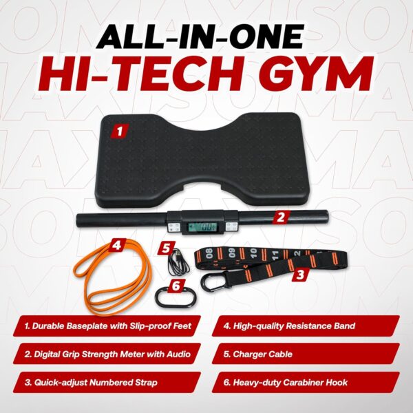 Isomax Isometric Training Equipment, Barbell with Digital Force Generation Meter, Isometric Handgrip for At Home Workouts, Isometric Exercise Equipment and All In One Workout Machine