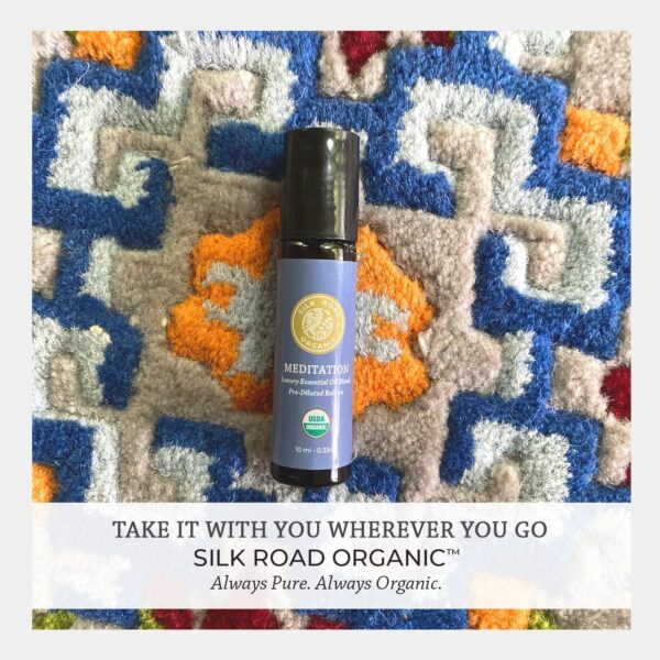 Organic Meditation Essential Oil Empowering Blend Roll On,100% Pure USDA Certified Aromatherapy for Chakra Healing, Focus, Calming, Mindfulness & Spiritual Well-Being -10ml Roller by Silk Road Organic