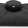 MEDITATION CUSHION SET - Zafu and Zabuton Meditation Pillow - Yoga Cushion, Meditation Pillows for sitting on floor, Cotton Yoga Pillow - Round, BLACK - Traditionally MADE IN USA