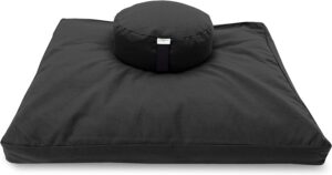 MEDITATION CUSHION SET - Zafu and Zabuton Meditation Pillow - Yoga Cushion, Meditation Pillows for sitting on floor, Cotton Yoga Pillow - Round, BLACK - Traditionally MADE IN USA