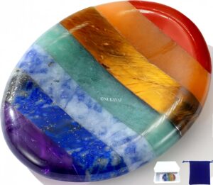 Thumb Worry Stone Crystals for Anxiety 7 Chakra Oval Crystals and Healing Stones Natural Tiny Meditation Accessories Mental Health Gifts Fidget Depression Stress Anxiety Relief Items for Women