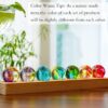 7 Chakra Natural Healing Spheres with LED Wooden Stand 40mm Crystal Quartz Stones for Meditation Positive Energy Night Light Decoration Balls Set for Home