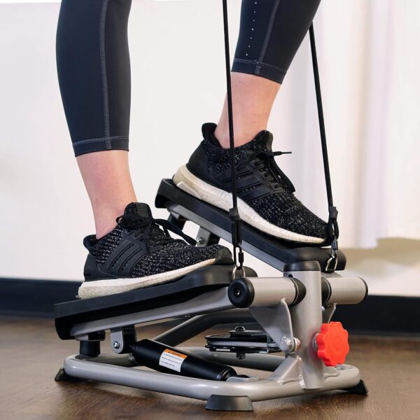 Sunny Health & Fitness Total Body 2-in-1 Stepper Machine, Total Body Workout, Adjustable Hydraulic, Resistance Bands, Non-Slip Pedals w Optional Free SunnyFit App Enhanced Bluetooth Connectivity