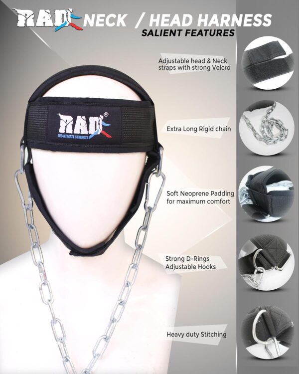 RAD Neck Harness for Strength Training & Weight Lifting | Head Harness | Improve Neck Strength & Reduce Pain | Neck exercise Equipment