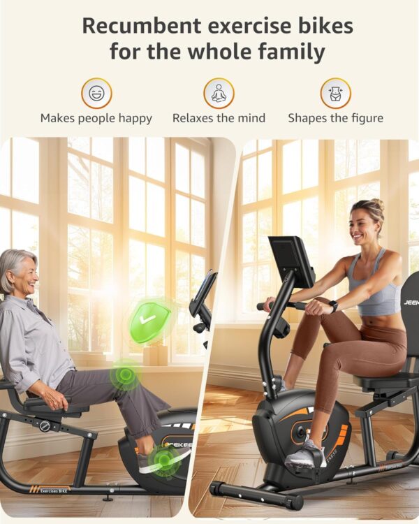 81fgui-IvEL._AC_SL1500_.jpg JEEKEE Recumbent Exercise Bike for Adults Seniors - Indoor Magnetic Cycling Fitness Equipment for Home Workout Black
