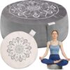 Hihealer Meditation Cushion, Traditional Tibetan Meditation Pillow Velvet Cover - Large Floor Cushion Seating for Adults - Yoga Buckwheat Bolster for Women、Moms