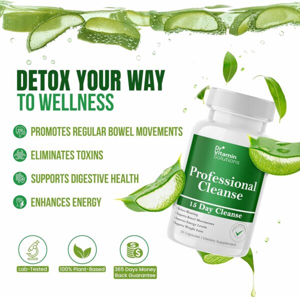 15 Day Cleanse Gut Support, Detox for Men & Women, All Natural Colon Cleanser for Bloating and Constipation Relief, Extra Calorie Loss with Healthy Probiotics - 30 Capsules