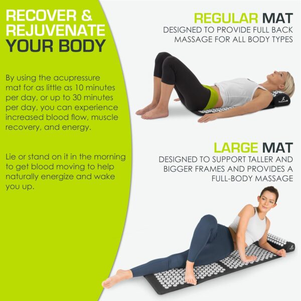 ProsourceFit Acupressure Mat and Pillow Set for Back/Neck Pain Relief and Muscle Relaxation, Large - Gray/Gray