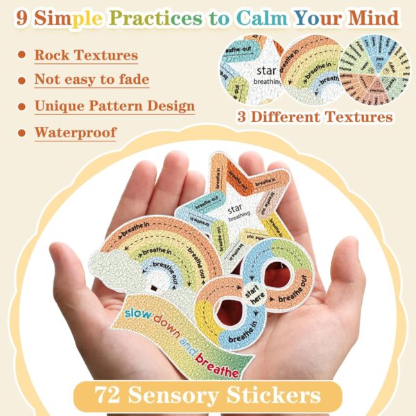 Libima 72 Pieces Anxiety Sensory Stickers Anxiety Textured Stickers Fidget Stickers Mindfulness Sticker School Counselor Supplies Adult Sensory Items Anxiety Relief, 9 Styles(Retro Color)
