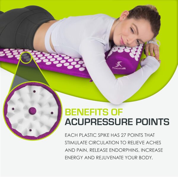 ProsourceFit Acupressure Mat and Pillow Set for Back/Neck Pain Relief and Muscle Relaxation, Large - Gray/Gray
