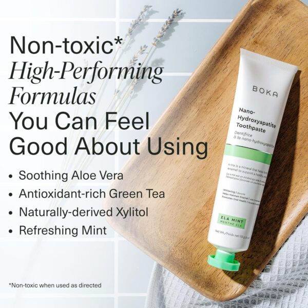 Boka Fluoride Free Toothpaste Nano Hydroxyapatite, Helps Remineralize, Appropriate for Sensitive Teeth, Whitening - for Adult, Kids Oral Care - Ela Mint Flavor, 4 Fl Oz 1Pk US Manufactured