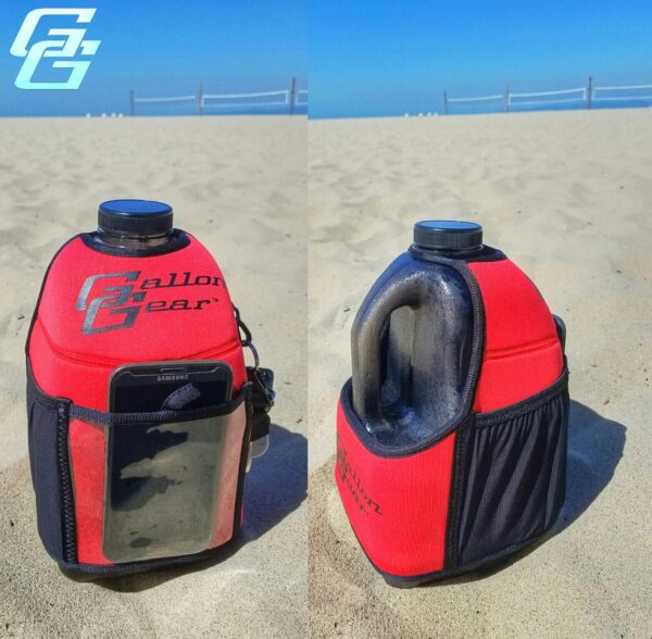Gallon Gear 1 Gallon Fitness Hydration Cover | Neoprene Insulated Cooling & Portable Gym Water Bottle Carrier | CASE with Storage Pockets