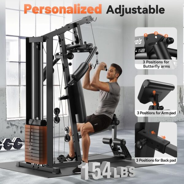 81pNu5XkexL._AC_SL1500_.jpg Sportsroyals Home Gym, Multifunctional Home Gym Equipment, Workout Station with 154LBS Weight Stack, Exercise Equipment for Full Body Traning with Pulley System