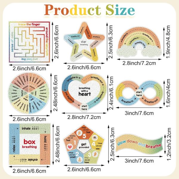 Libima 72 Pieces Anxiety Sensory Stickers Anxiety Textured Stickers Fidget Stickers Mindfulness Sticker School Counselor Supplies Adult Sensory Items Anxiety Relief, 9 Styles(Retro Color)
