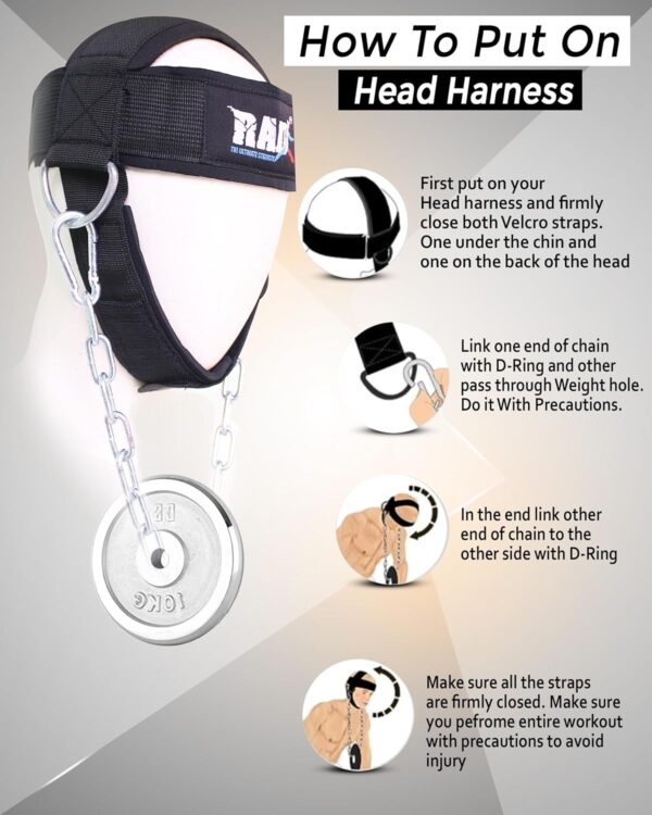 RAD Neck Harness for Strength Training & Weight Lifting | Head Harness | Improve Neck Strength & Reduce Pain | Neck exercise Equipment