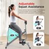Sunny Health & Fitness Row-N-Ride Squat Assist Trainer, Foldable & Easy Setup Exercise Equipment w/Adjustable Resistance, Home Gym Training Machine for Arm, Glute & Leg Workout, Optional in Colors