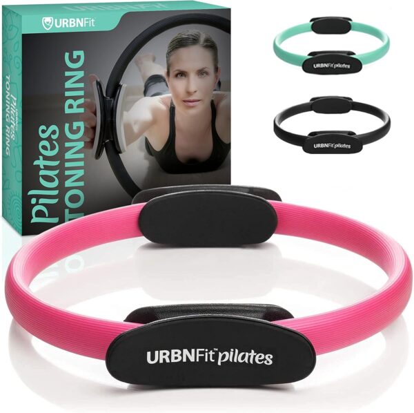 URBNFit Pilates Ring - 12" Magic Circle w/Dual Grip, Foam Pads for Inner Thigh Workout, Toning, Fitness & Pelvic Floor Exercise - Yoga Rings w/Bonus Exercise Guide