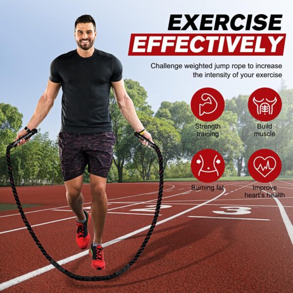 Jump Rope, Weighted Jump Ropes for Men women, 2.8lb 3.8lb 5lb Heavy Skipping Rope for Exercise, Adult Jumpropes for Home Workout, Boxing, Cardio, Improve Strength, Total Body Workout Equipment