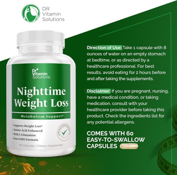 Dr Vitamin Nighttime Fat Burner Supplements - Appetite Suppressants for Weight Loss - Night-Time Fat Burner for Women and Men Supporting Sleep & Relaxation - Metabolism Booster Weight Loss Pills - 60