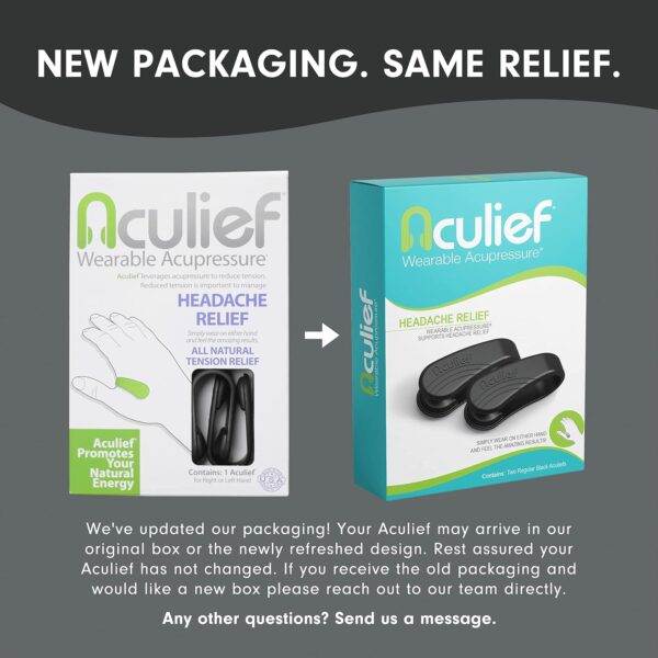 Aculief 2-Pack Wearable Natural Acupressure Support for Relaxation, Headache, Migraine, Stress Alleviation & Tension Relief, Soothes Muscle Pain Simple & Effective (Small/Black)
