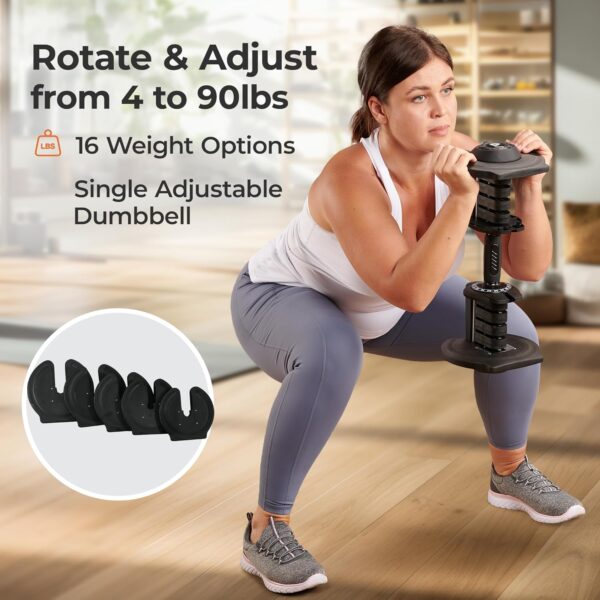 LifePro Adjustable Dumbbell Set/Single – 90lb, 25lb Dumbbells Set of 2, and Single piece - Quick Change Rotating Hand Weights for Women/Men at Home Gym Weight System, Ideal for Home Strength Training