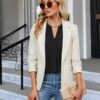 Blooming Jelly Women's Dressy Casual Blouses Business Work Tops Long Sleeve V Neck Pleated Shirts 2024 Fall Outfits