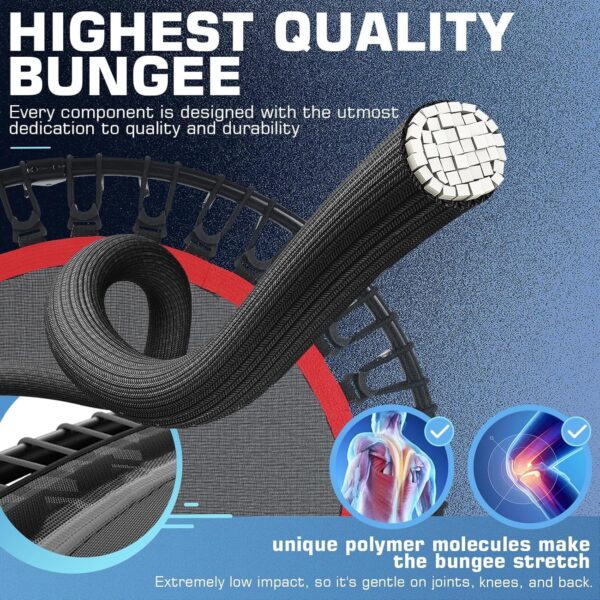 ANCHEER 40/48" Foldable Mini Trampoline,550LBS Max Load,Rebounder Trampoline for Adults with Adjustale Foam Bar&Resistance Ropes,Upgraded Bungee Cords,Fitness Trampoline Indoor/Outdoor