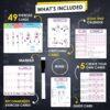 Pilates Bar Workout Cards - 58 Exercise Cards with Pilates Stick Work Out Postures, Instructions & Breathing Tips | Free Ring & Dry-Erase Marker to Create Your Customize Workout Planner Chart