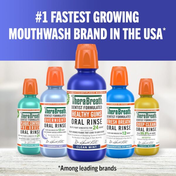 TheraBreath Healthy Gums Mouthwash Clean Mint, Antigingivitis, Dentist Formulated, 16 Fl Oz (2-Pack)