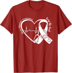 Heart Health Heart Disease Awareness HeartBeat Wear Red Girl T-Shirt