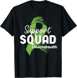 Support Squad Mental Health Awareness Lime Green Ribbon T-Shirt