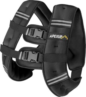 APEXUP Weighted Vest Men 5lbs/10lbs/15lbs/20lbs/25lbs/30lbs Weights with Reflective Stripe, Weighted vest for Women Workout Equipment for Strength Training Running