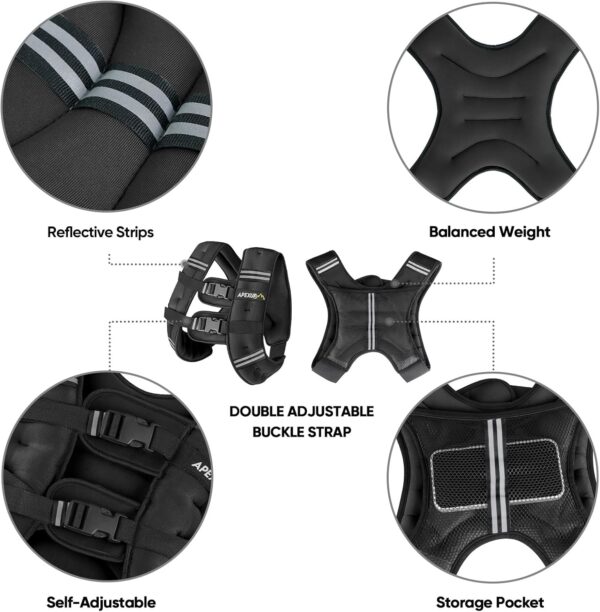 APEXUP Weighted Vest Men 5lbs/10lbs/15lbs/20lbs/25lbs/30lbs Weights with Reflective Stripe, Weighted vest for Women Workout Equipment for Strength Training Running