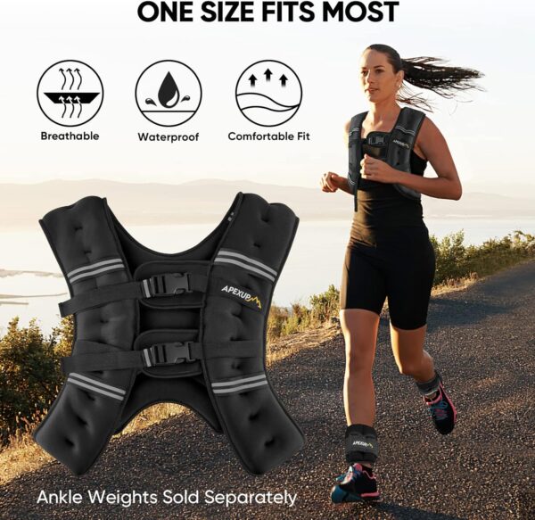 APEXUP Weighted Vest Men 5lbs/10lbs/15lbs/20lbs/25lbs/30lbs Weights with Reflective Stripe, Weighted vest for Women Workout Equipment for Strength Training Running