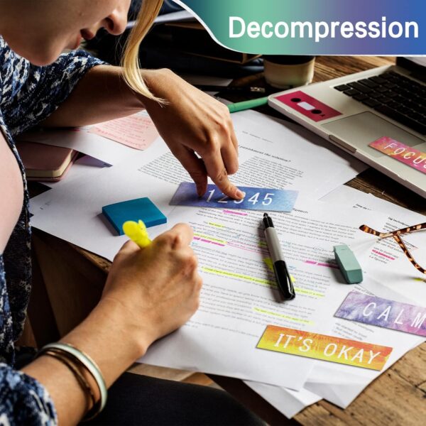 Crtiin 50 Pieces Calm Sticker Anxiety Sensory Strip Gifts for Christmas Textured Tactile Rough Sensory Sticker Adhesive Tactile Fidget Tape Strip for Desk Anxiety Relief Toy(Classic Style)