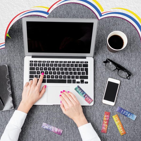 Crtiin 50 Pieces Calm Sticker Anxiety Sensory Strip Gifts for Christmas Textured Tactile Rough Sensory Sticker Adhesive Tactile Fidget Tape Strip for Desk Anxiety Relief Toy(Classic Style)