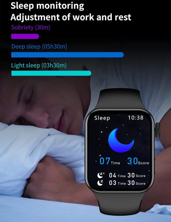 Smart Watch for Women Men for Android Phones iPhone Compatible, 2.09'' Smartwatches Fitness Tracker with Call/SMS/Heart Rate/Blood Oxygen Monitor/Pedometer/2 Bnads (Blue)