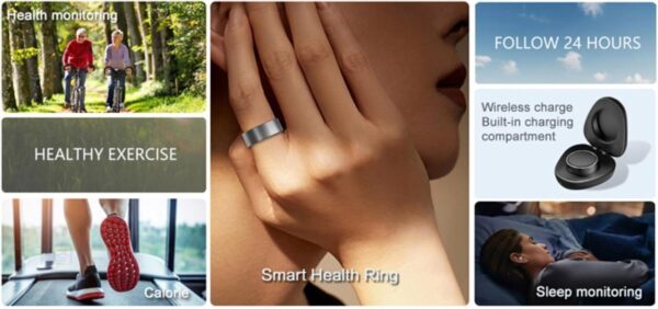 Smart Ring Women Men, Fitness Tracker Ring, Sleep Tracker Ring, Waterproof Health Ring Tracker,Great Gift for Women & Men(Gold,21#)