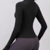 LOMON Womens Long Sleeve Workout Tops Quick Dry Quarter Zip Pullover Crop Yoga Athletic Slim Fit Shirts