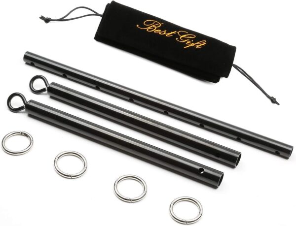Black Spreader Pilates Exercise bar, Restore Pilates Bar with 4 Adjustable Strap, Exercise Guide, Home Yoga Training Fitness Gear, Stretching Exercise Tools